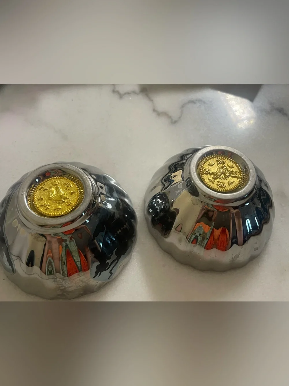 Lot of two brand new dragon, teacup, silver, ceramic and gold , Unbranded
